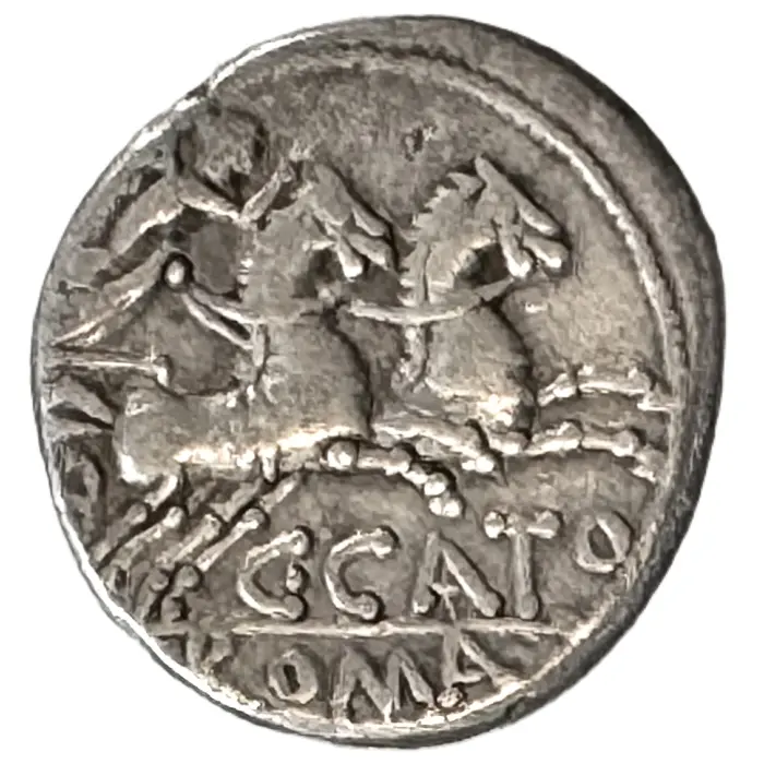 ROMAN C. Porcius Cato  (123BC) denarius (S149) VF/gVF