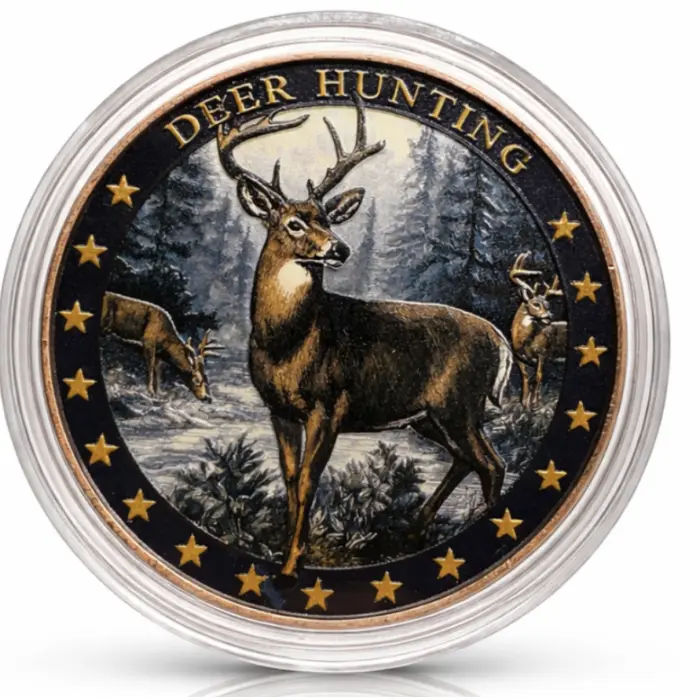 1oz copper round coloured white tailed  Deer coin 