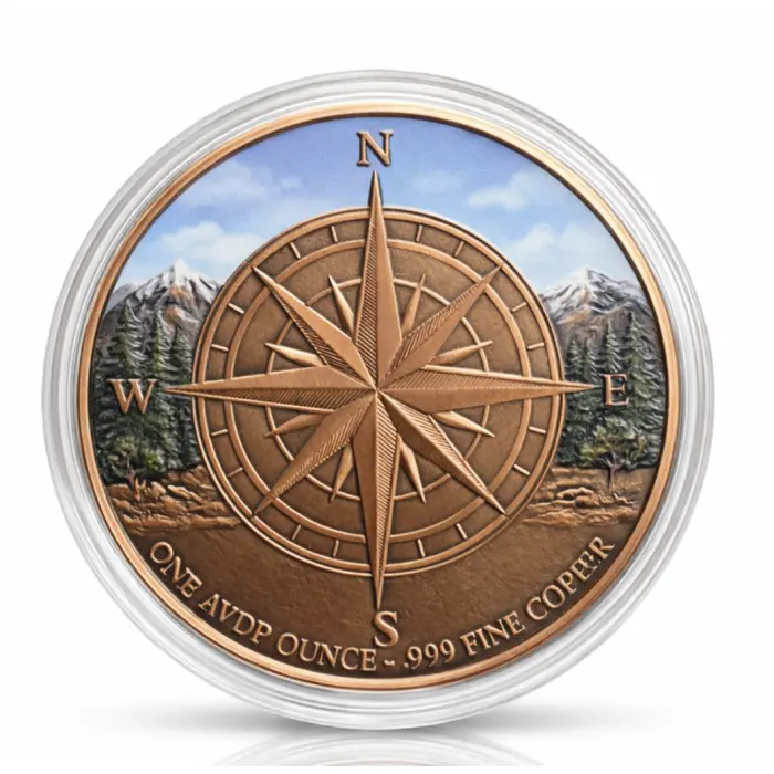1oz copper round coloured white tailed  Deer coin 