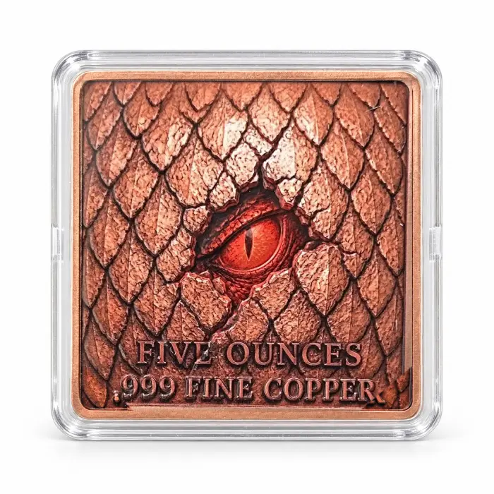 2026 Eye Dragon Flight Storm Dragon 5 Oz .999 Fine Copper Art Bar In Capsule