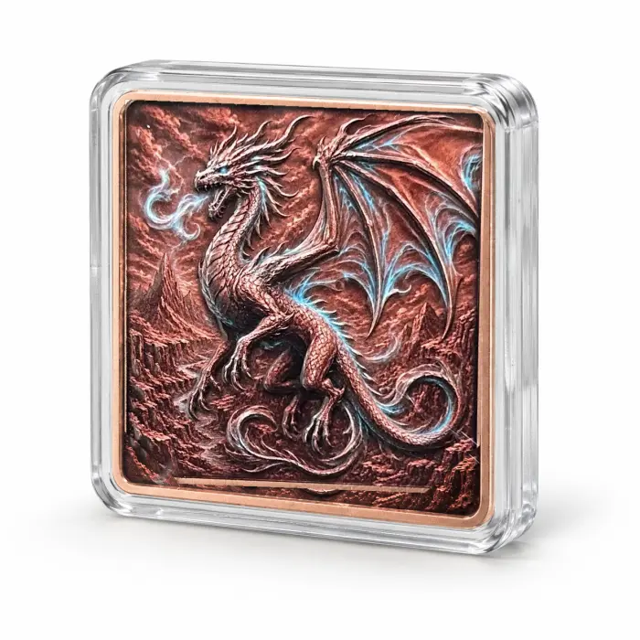 2026 Eye Dragon Flight Storm Dragon 5 Oz .999 Fine Copper Art Bar In Capsule