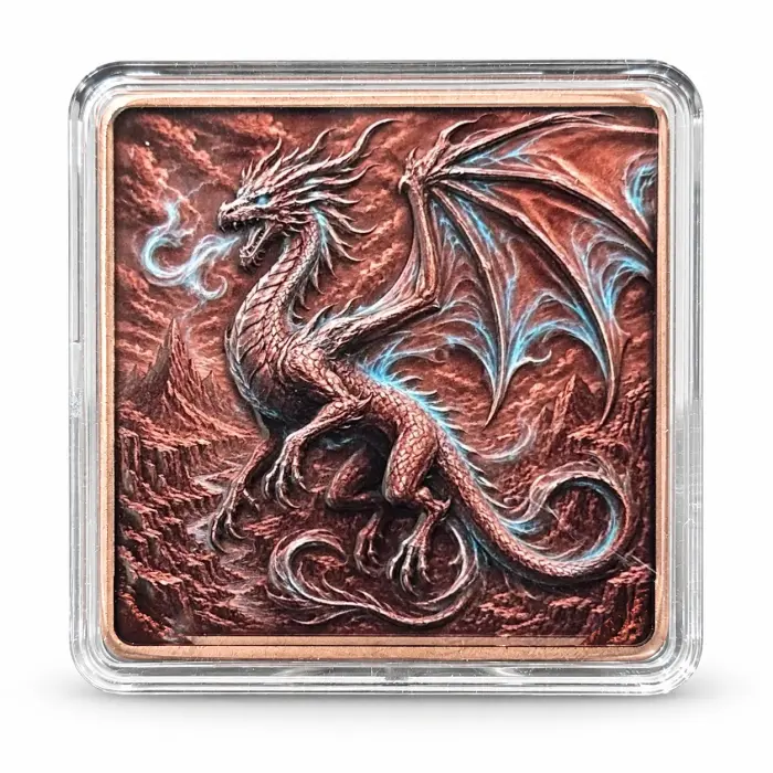 2026 Eye Dragon Flight Storm Dragon 5 Oz .999 Fine Copper Art Bar In Capsule