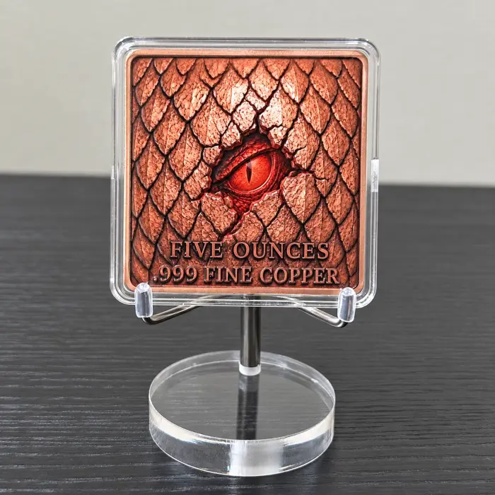 2026 Eye Dragon Flight Storm Dragon 5 Oz .999 Fine Copper Art Bar In Capsule