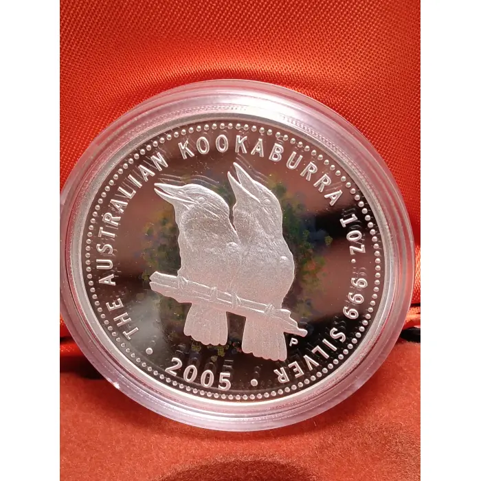 2005 Australian Kookaburra Silver Coin Series 2 coins 2005 Proof Issue 1oz and ½