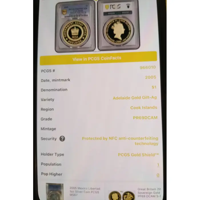 2005  $1 Dollar Commemorative coin PCGS 69 DCAM TOP POP