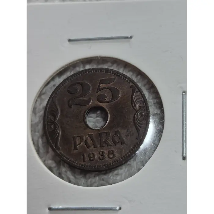 1938 Kingdom of Yugoslavia 25 Para Holed Coin