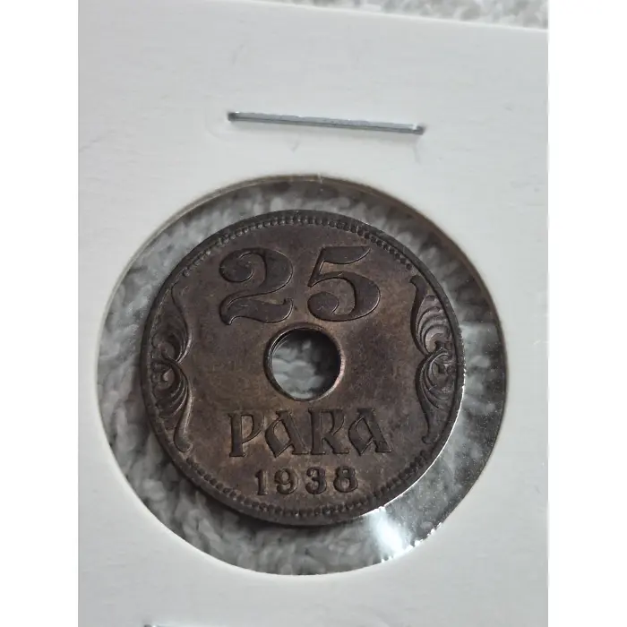 1938 Kingdom of Yugoslavia 25 Para Holed Coin