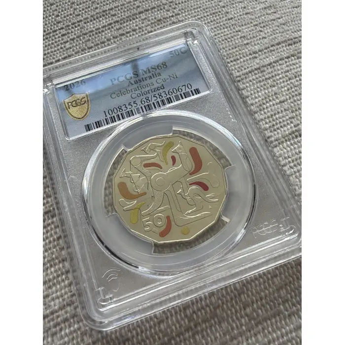 2026 Australia Celebrations Cu-Ni Colorized 50c Coin PCGS MS68