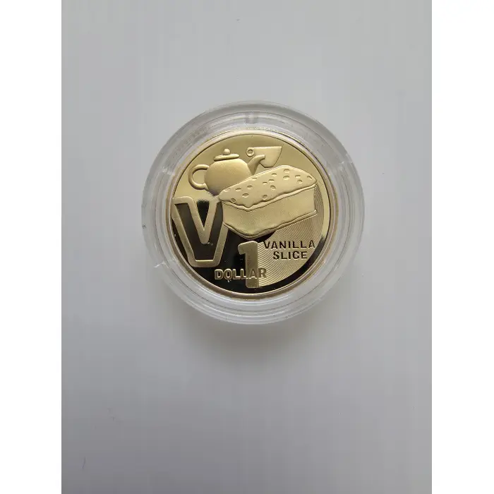 2022 GREAT AUSSIE COIN HUNT 3 "V - VANILLA SLICE" $1 proof coin in capsule.