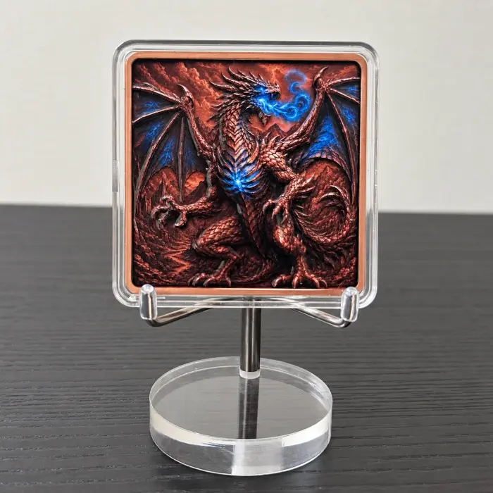 2026 Dragon Eye Flight Azure Flame Dragon 5 Oz .999 Fine Copper Art Bar Capsule