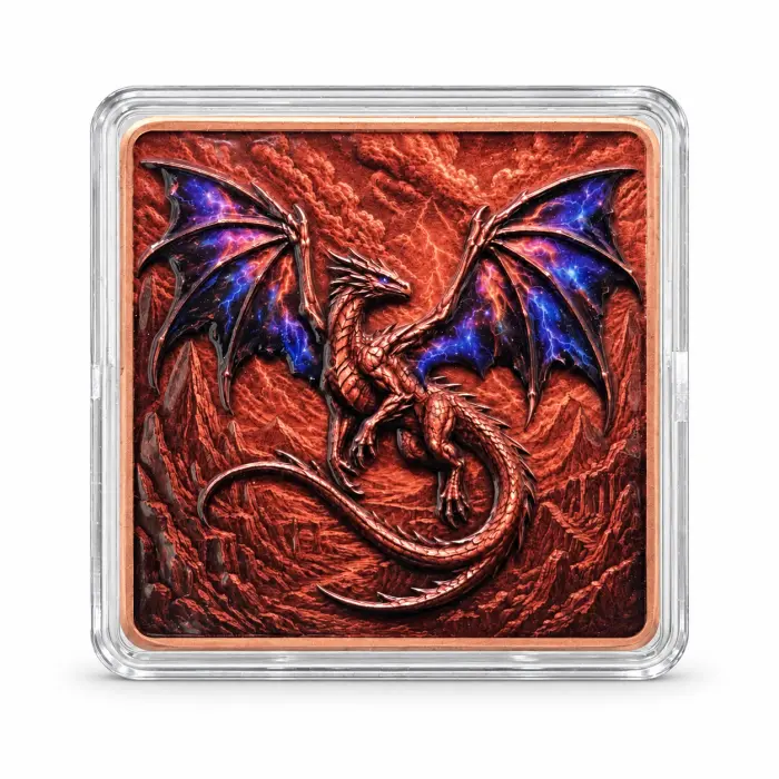 2026 Dragon Eye Flight Nebula Wing Dragon 5 Oz .999 Fine Copper Art Bar Capsule