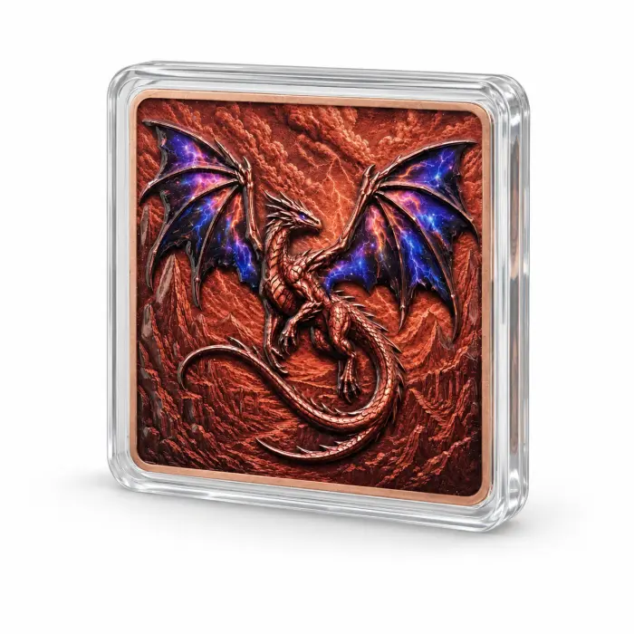 2026 Dragon Eye Flight Nebula Wing Dragon 5 Oz .999 Fine Copper Art Bar Capsule