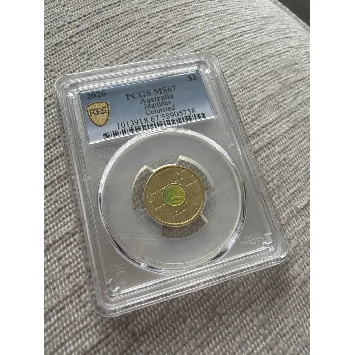 2026 Australia Matildas $2 PCGS  Coloured Coin MS67