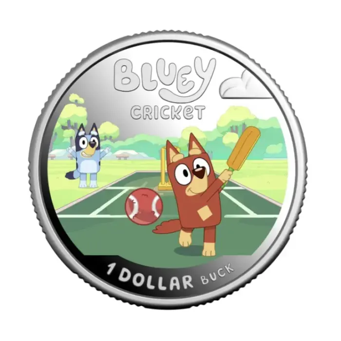 2027 bluey cricket $1 silver - express post - sent next day 
