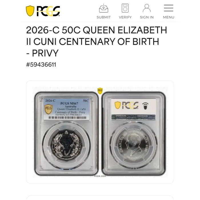 2026-C 50C Queen Elizabeth II CuNi Centenary of Birth - Privy