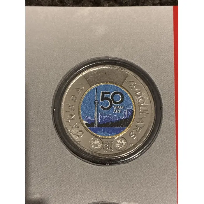 Canadian CN Tower uncirculated coloured  toonie! 
