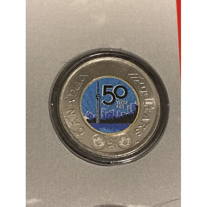 Canadian CN Tower uncirculated coloured  toonie! 