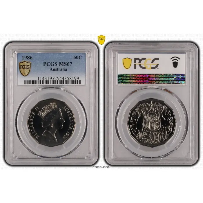 1986 AUSTRALIAN 50C – PCGS MS67  