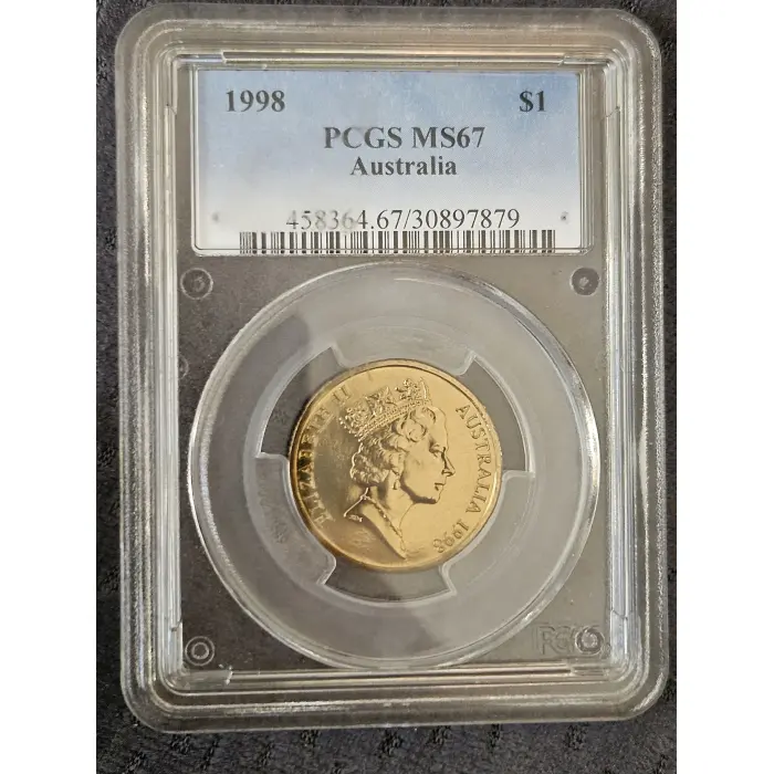 1998 AUSTRALIAN $1 – PCGS MS67 A high-grade example of the classic 1998