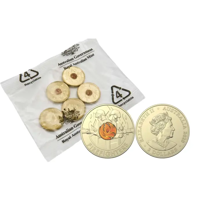 2020 $2 Firefighters  - RAM Bag of 5 uncirculated coins