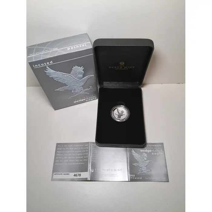 2023 $1 Australian Wedge-tailed Eagle 99.99% pure 1 Oz Silver Proof Incused Coin