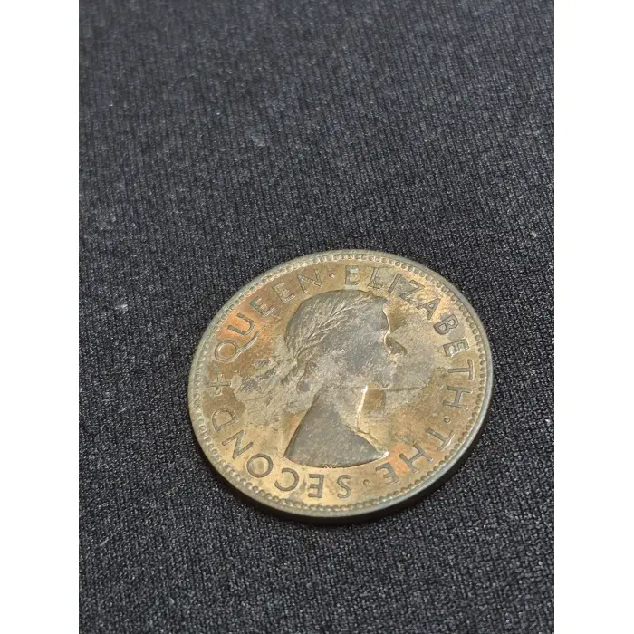 1955 New Zealand One Penny – Moderate Luster & Tōī Bird Design