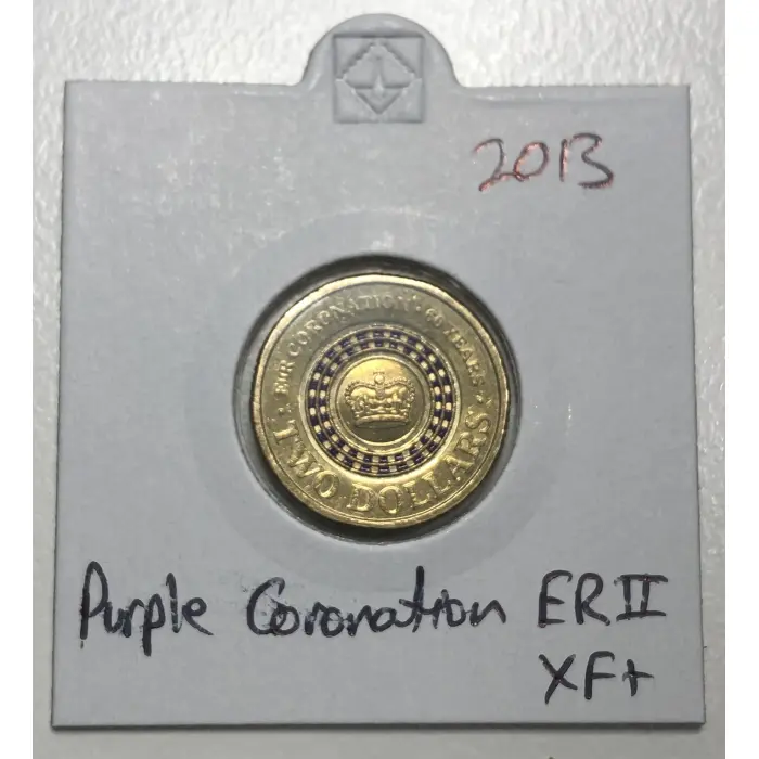 2013 $2 PURPLE QUEEN'S CORONATION CROWN AUSTRALIAN TWO DOLLAR COLOURED COIN CIRC
