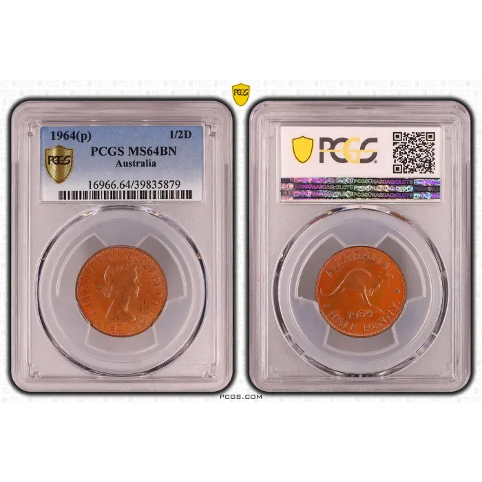 1964 AUSTRALIAN HALFPENNY – PCGS MS64BN