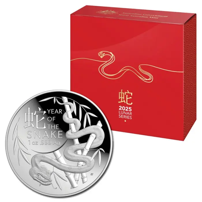 2025 $5 Year Of The Snake 1oz Silver Proof Domed RAM
