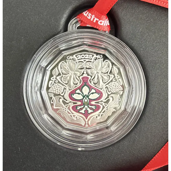 2025 Christmas Festive Florals 50c Coloured Fine Silver Proof Coin