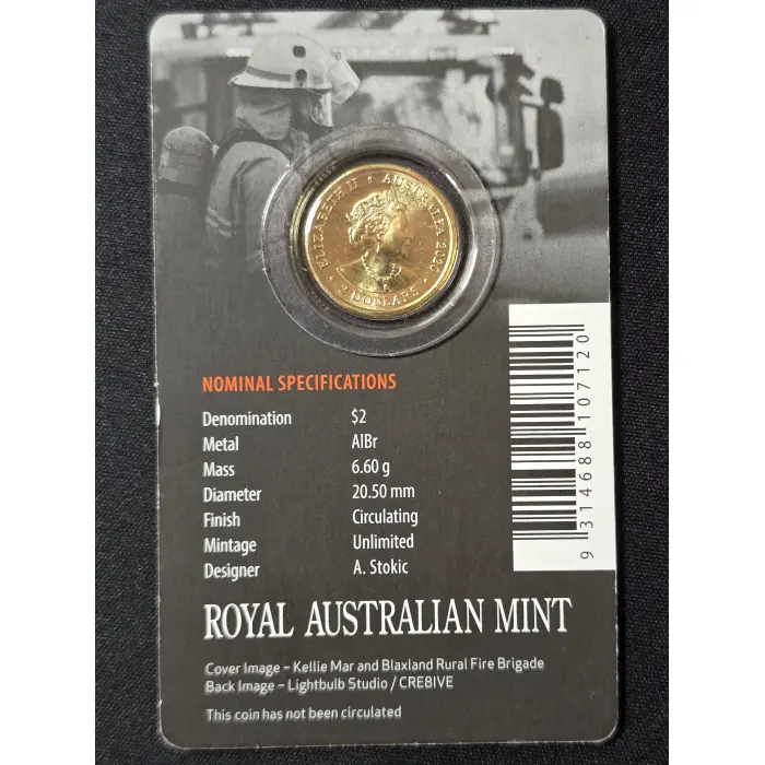 2020 $2 Australia’s Brave Firefighters Coloured Coin – RAM Carded Uncirculated