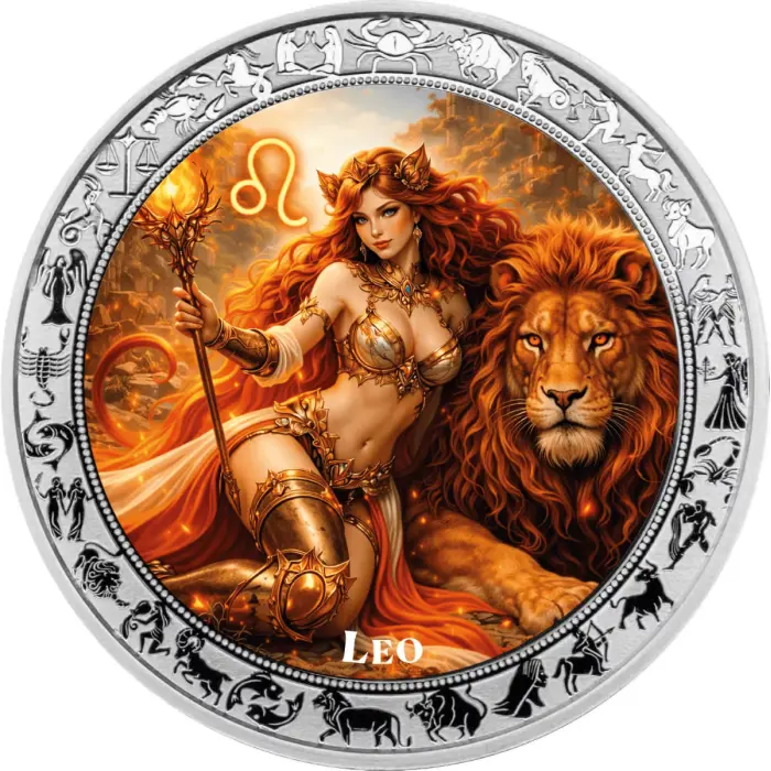 Leo 2026 Ghana Zodiac Goddess 1oz Silver Proof Coloured Coin