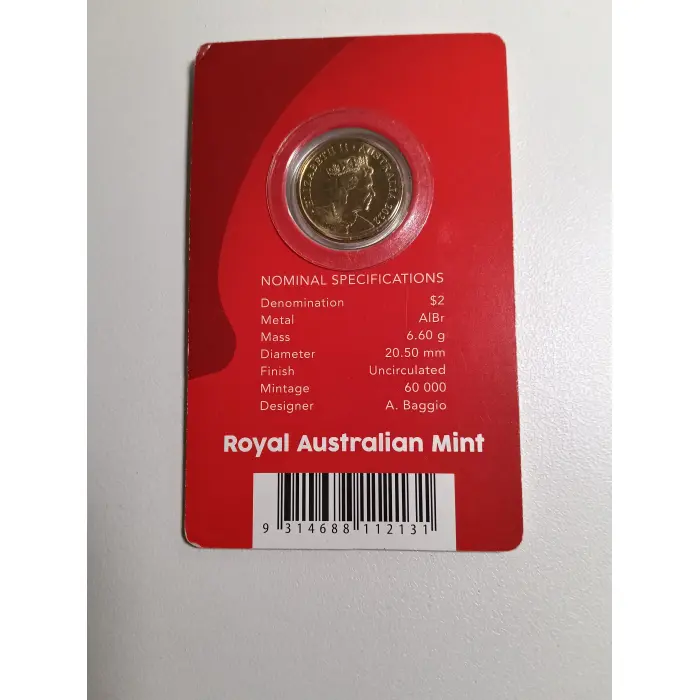 2022 RED POPPY REMEMBRANCE DAY $2 C MINTMARK COLOURED COIN