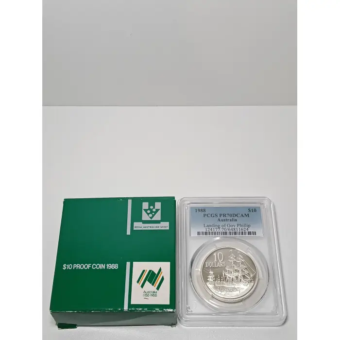 1988 $10 Landing of Governor Phillip Silver Proof Coin PCGS PR70DCAM
