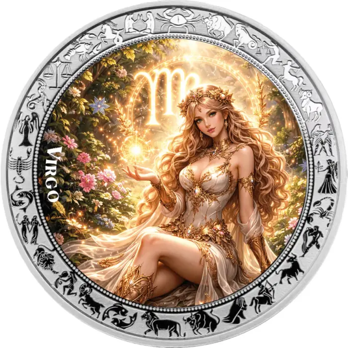 Virgo 2026 Ghana Zodiac Goddess 1oz Silver Proof Coloured Coin