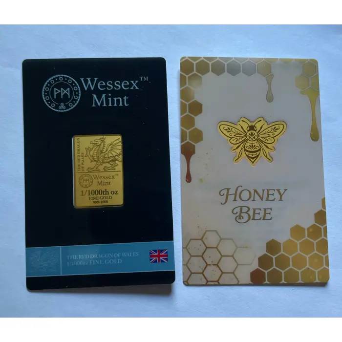 1/1000 oz Gold Honey  Bee & The Red Dragon of Wales