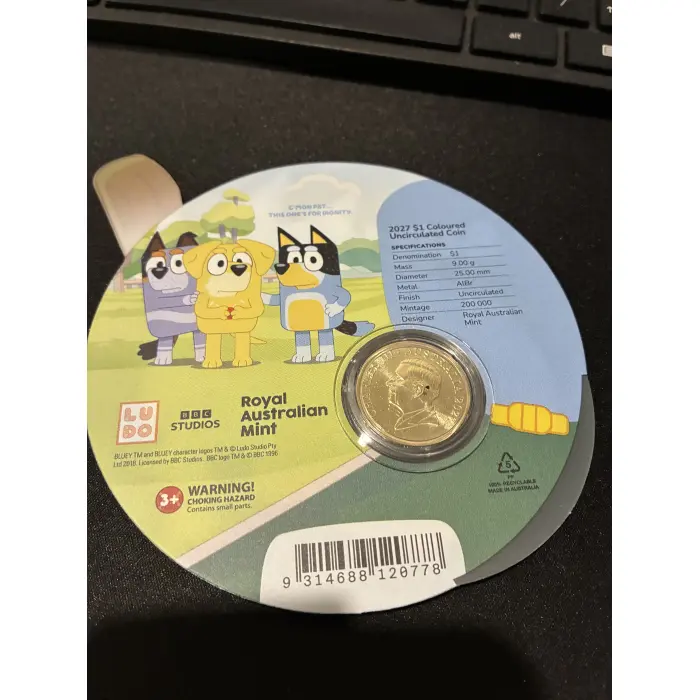 2027 bluey carded coin 