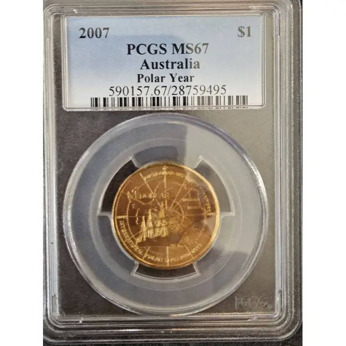 2007 POLAR YEAR $1 – PCGS MS67 A high-grade example of the 2007 Australian Polar