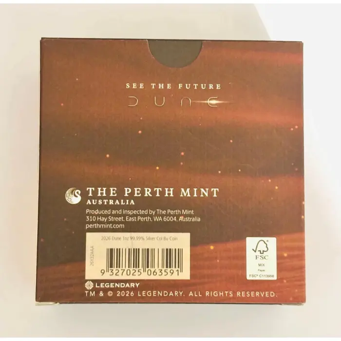 2026 DUNE 1oz Silver Coloured Coin Perth Mint Tuvalu 3,000 Mintage