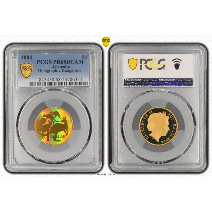 PCGS PR68DCAM 2004  Holographic Kangaroos $1 Coin  Proof