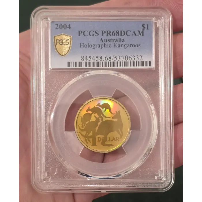 PCGS PR68DCAM 2004  Holographic Kangaroos $1 Coin  Proof