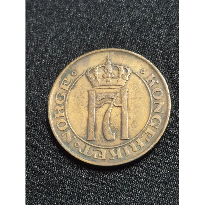 1911 Norway 5 Øre Bronze Coin – King Haakon VII Monogram 
