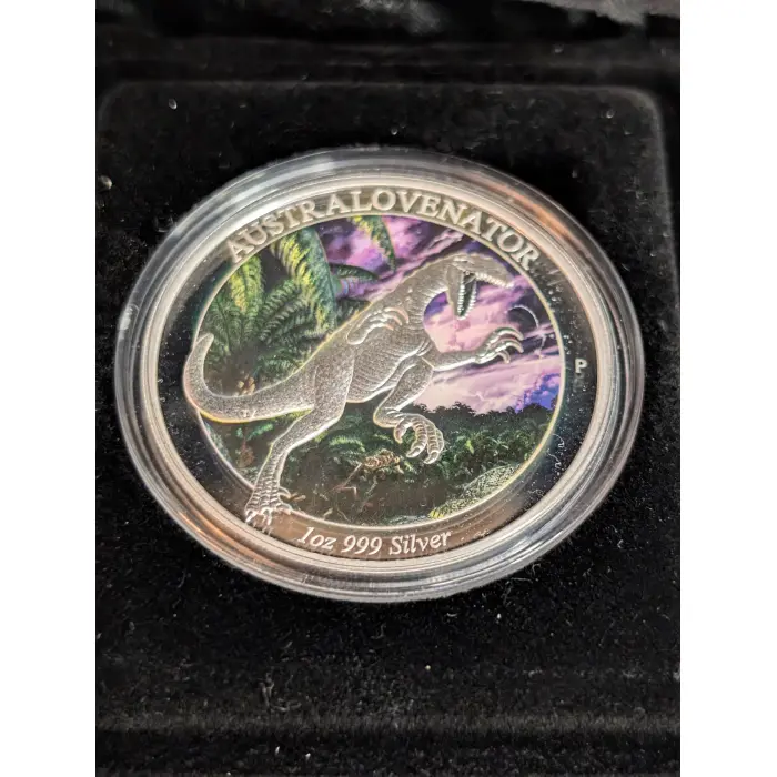 2014 Australian Age of Dinosaurs - Australovenator 1oz coloured silver 