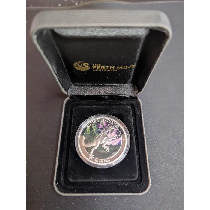 2014 Australian Age of Dinosaurs - Australovenator 1oz coloured silver 