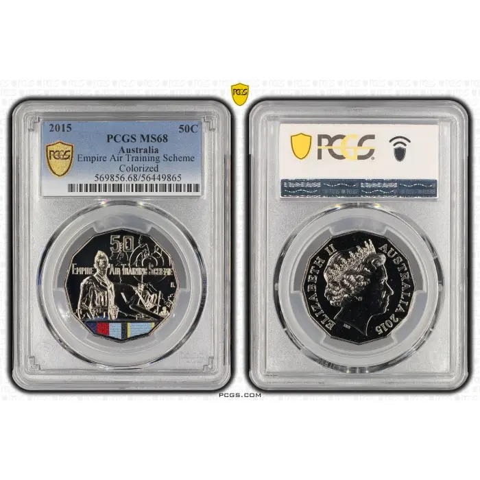 2015 AUSTRALIAN 50C – EMPIRE AIR TRAINING SCHEME – PCGS MS68 