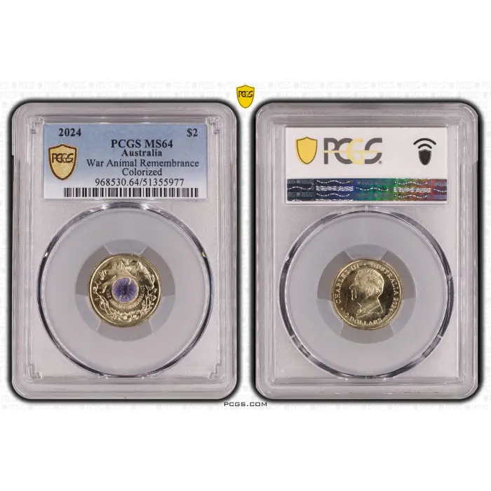 2024 AUSTRALIAN $2 – WAR ANIMAL REMEMBRANCE – PCGS MS64