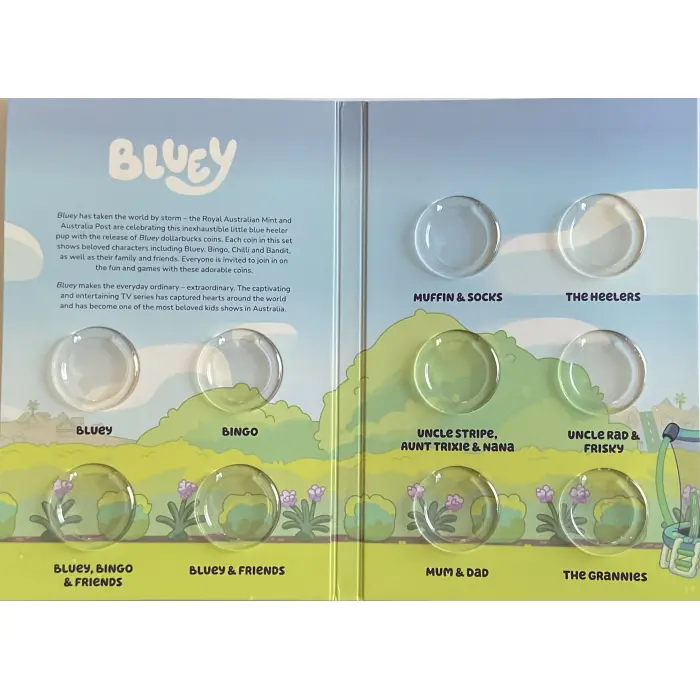 2024 BLUEY $1 DOLLARBUCKS 10-COIN TUBE & PRESENTATION FOLDER 