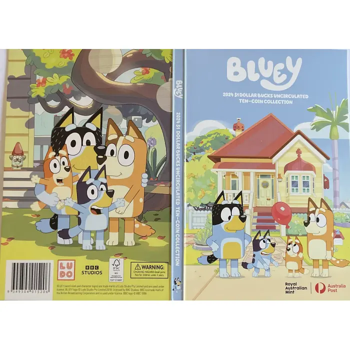 2024 BLUEY $1 DOLLARBUCKS 10-COIN TUBE & PRESENTATION FOLDER 
