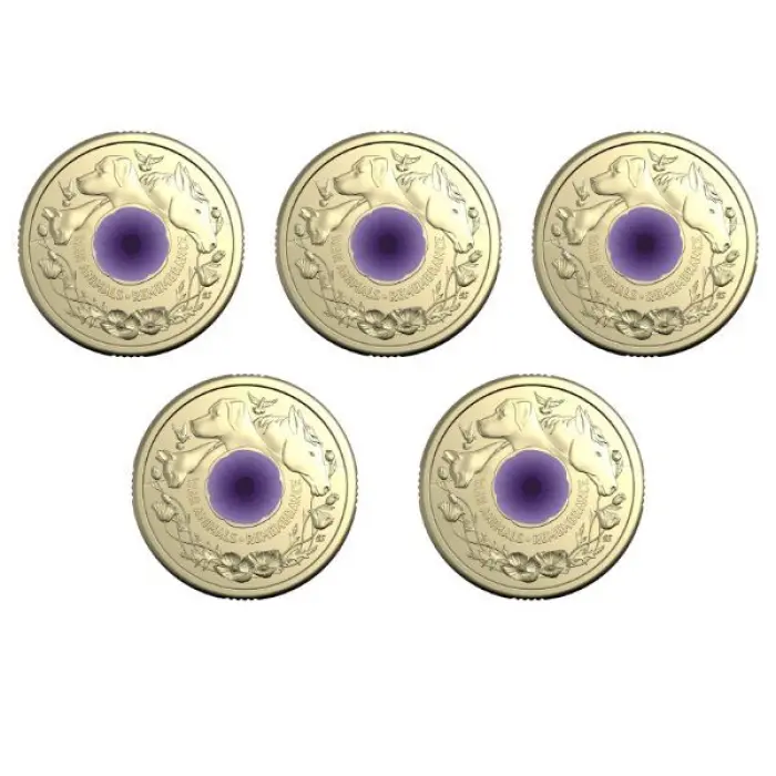 2024 $2 War Animals Purple Poppy RAM Bag of 5 uncirculated coins