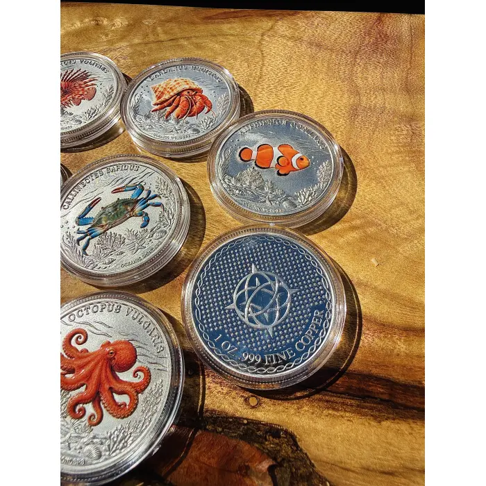 10x 1oz Ocean Animals Copper 3D Silver Plated